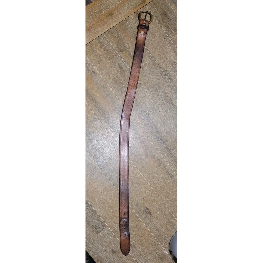 Triple K Brown Leather Belt 213-30  Solid Brass Buckle 32 Waist Size